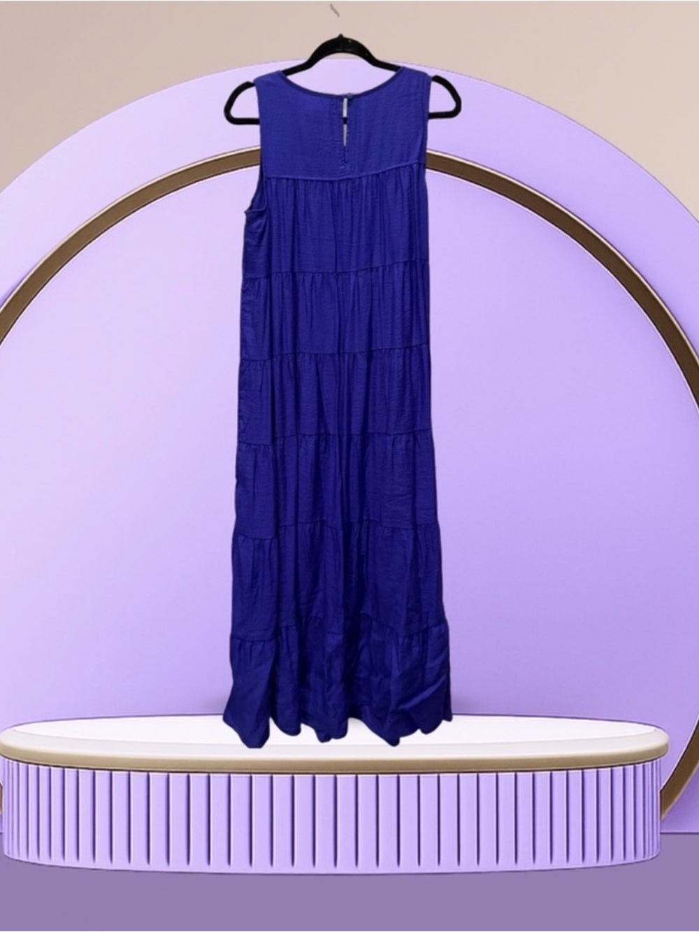 J Jill Women’s Sleeveless Tiered Maxi Dress in Royal Blue Like New - Picture 3 of 3